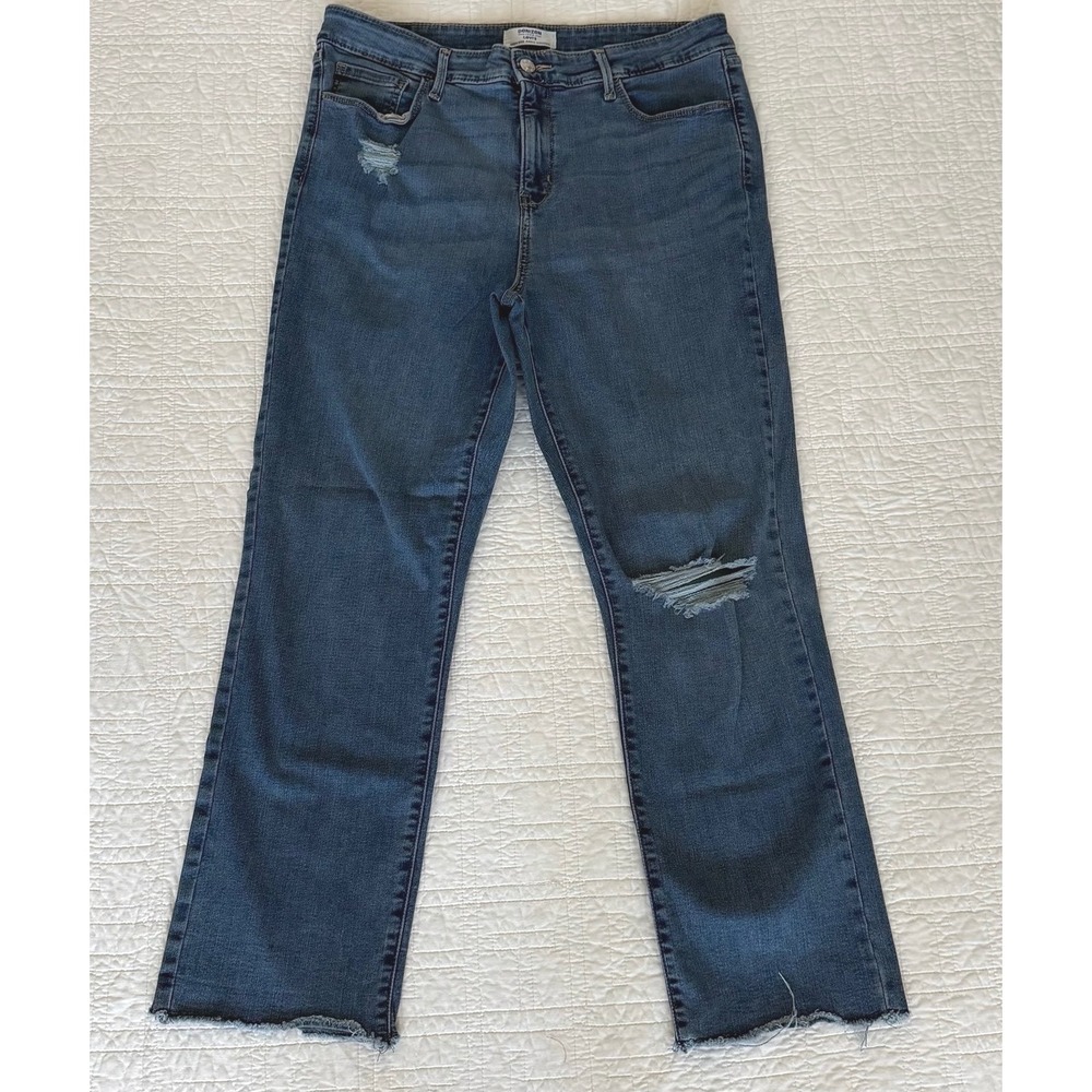 Denizen from Levis High Rise Ankle Straight Distressed Jeans Blue 12